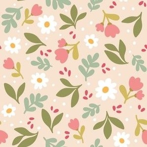 Ditsy Floral small 6" cream