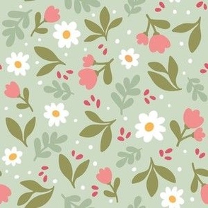 Ditsy Floral small 6" Mint