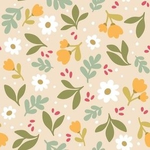 Ditsy yellow Floral small 6"