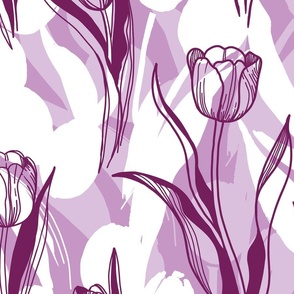 Tulips, purple white.