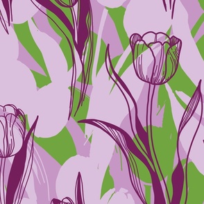 Tulips, purple green.