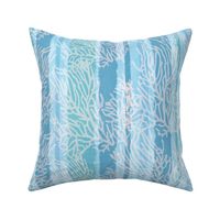 Blue Nautical Stripes with a Coastal Coral pattern (large)