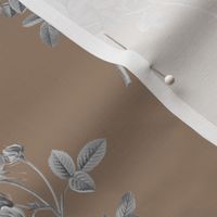 Classic Vintage Roses #2 (trellis) - greyscale on mocha taupe, medium