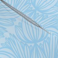 Peaceful Protea In Minty Blue Floral Pencil Line Art Design Baby Sky Colorful Calm Textured And Tonal Bouquet Flower Botany Retro Modern Mid-Century Scandi Grandmillennial Repeat Pattern