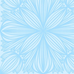Peaceful Protea In Minty Blue Big Floral Pencil Line Art Design Baby Sky Colorful Calm Textured And Tonal Bouquet Flower Botany Retro Modern Mid-Century Scandi Grandmillennial Repeat Pattern