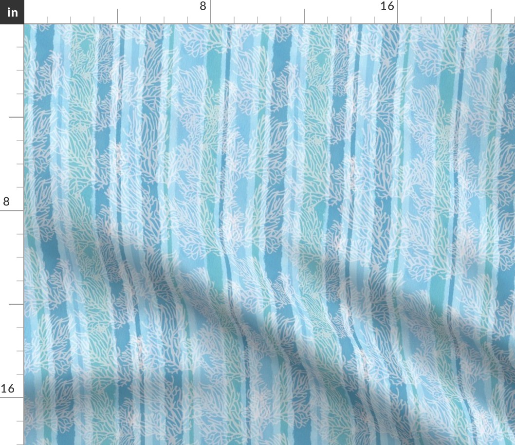 Blue Nautical Stripes with a Coastal Coral pattern (small)