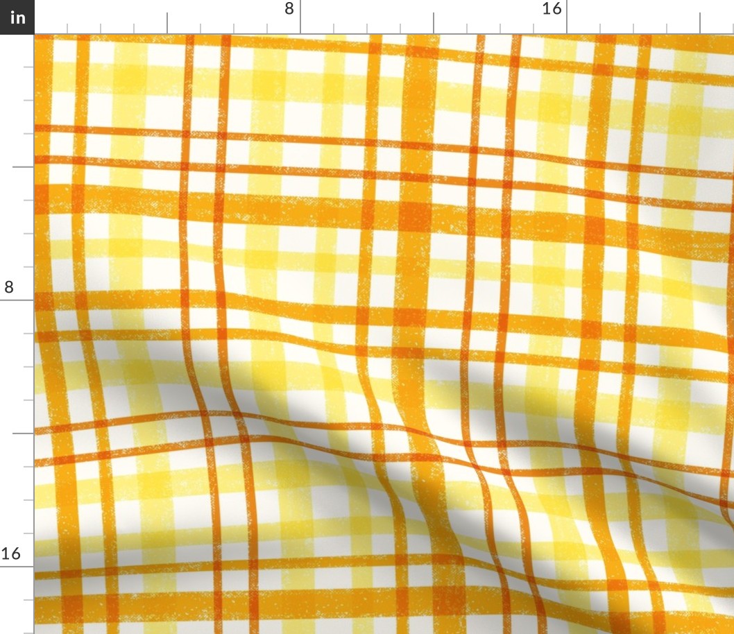 MADRAS PLAID | 24" | Textured Madras Magic - retro tangerine orange plaid | Plaid bedding | Kids plaid wallpaper