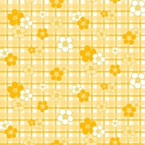 S - Yellow Floral Gingham  – Vintage French Country Check