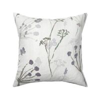 Hand Painted Meadow Floral with Butterflies, White, Sage green and Mauve