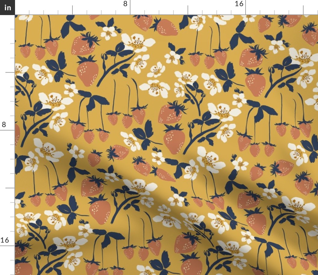 Large Strawberry Floral (Mustard Yellow)(10.5"/12")