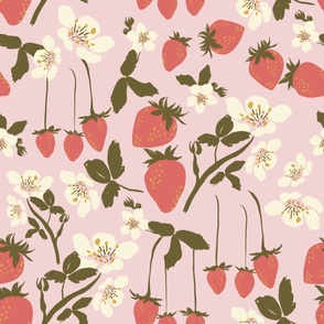 Jumbo Strawberry Floral (Retro Pink)(24")