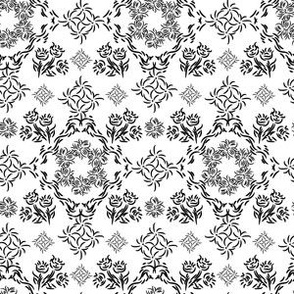 French country ornamental in black and white. Small scale