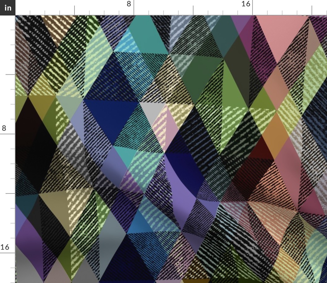 Multicolor textured geometric pattern.
