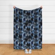 Monochrome blue textured geometric pattern.