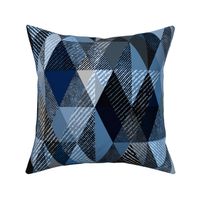 Monochrome blue textured geometric pattern.