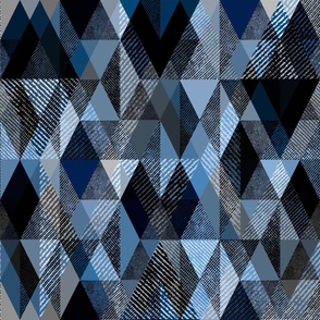 Monochrome blue textured geometric pattern.