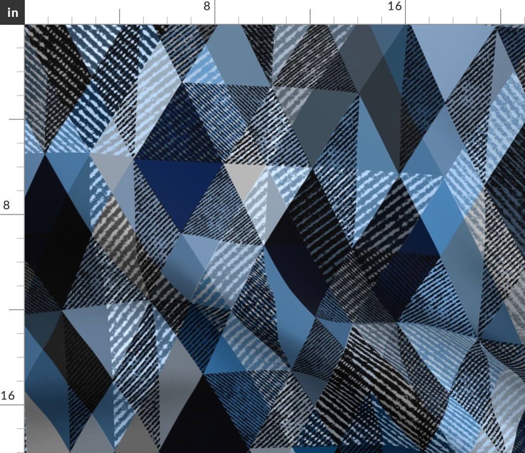 Monochrome blue textured geometric pattern.