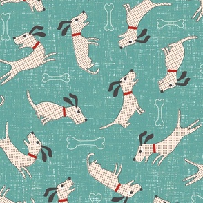 Retro 1950s Happy Dogs Toss