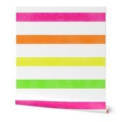 L – Neon watercolor stripes – geometric hi vis tropical fruit summer pinstripes