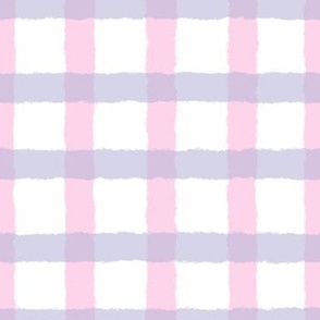 LARGE Pastel Pink and Lilac Organic Hand-Drawn Abstract Checkered Square Grid