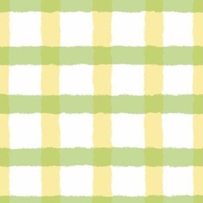 LARGE Pastel Green and Yellow Organic Hand-Drawn Abstract Checkered Square Grid