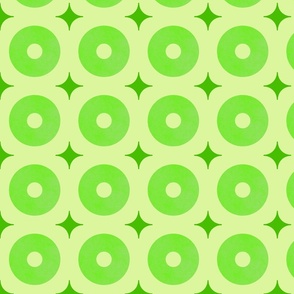 L – Geometric neon green – tropical mid-century watercolor donuts & diamonds 