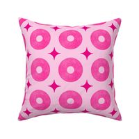 L – Geometric neon pink – tropical mid-century watercolor donuts & diamonds 