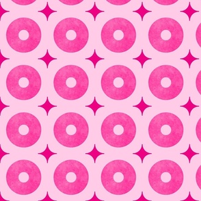 L – Geometric neon pink – tropical mid-century watercolor donuts & diamonds 