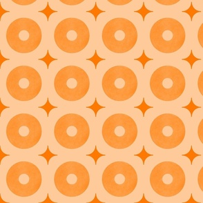 L – Geometric neon orange – tropical mid-century watercolor donuts & diamonds 