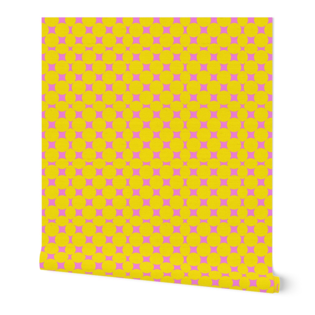 Sunny Flowers Mini Bright Yellow And Hot Pink Geometric Abstract Floral Garden Minimalist Mid-Century Modern Scandi Swiss 60’s 70’s Bright Cheerful Summer Palm Royale Repeat Pattern