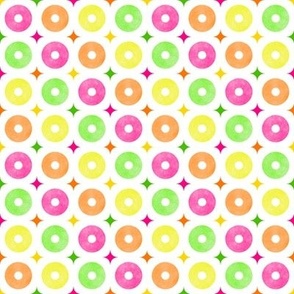 S – Geometric neon cheerios – tropical mid-century watercolor donuts & diamonds 