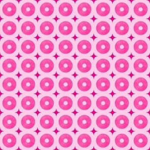 S – Geometric neon pink – tropical mid-century watercolor donuts & diamonds 