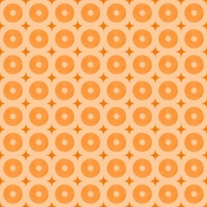 S – Geometric neon orange – tropical mid-century watercolor donuts & diamonds 