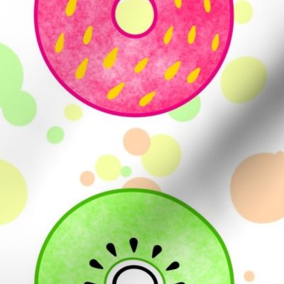 L - Neon Tropical Fruit Donuts – strawberry, pineapple, kiwi, lime, dragonfruit and watermelon 