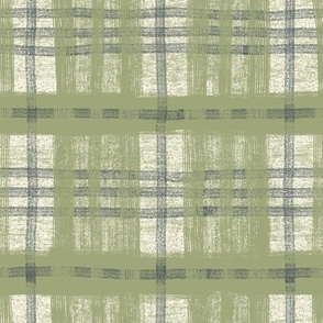 (m) Textured plaid in sage green, charcoal black and off white