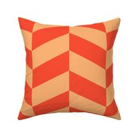 Bold-orange-red-and-vintage-1960s-soft-pastel-peach-orange-chevron-zigzag-XL-jumbo