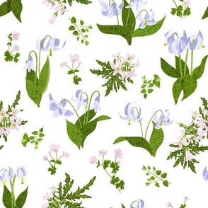 Wildflower Garden/Pastel Spring Flowers/Cottagecore Floral - White Medium