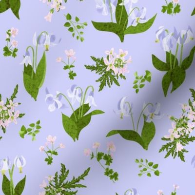 Wildflower Garden/Pastel Spring Flowers/Cottagecore Floral - Blue Medium