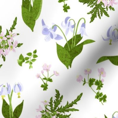 Wildflower Garden/Pastel Spring Flowers/Cottagecore Floral - White Large