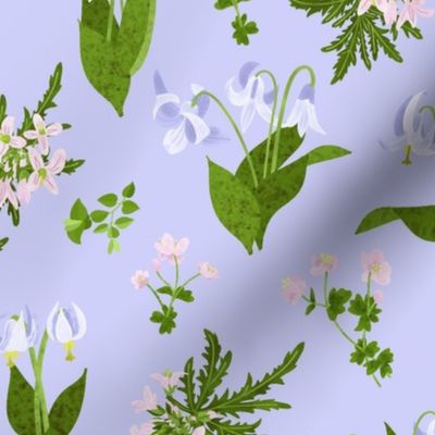Wildflower Garden/Pastel Spring Flowers/Cottagecore Floral - Blue Large