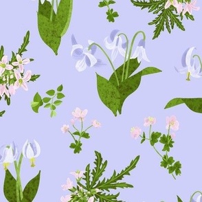 Wildflower Garden/Pastel Spring Flowers/Cottagecore Floral - Blue Large