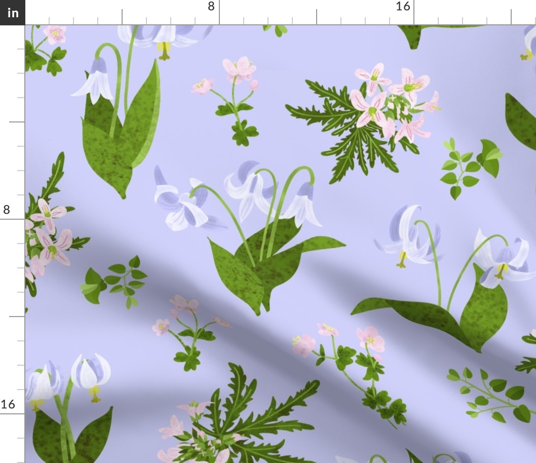 Wildflower Garden/Pastel Spring Flowers/Cottagecore Floral - Blue Extra Large