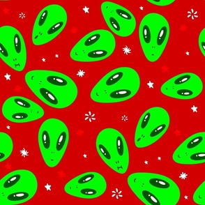 ugly christmas alien red stars