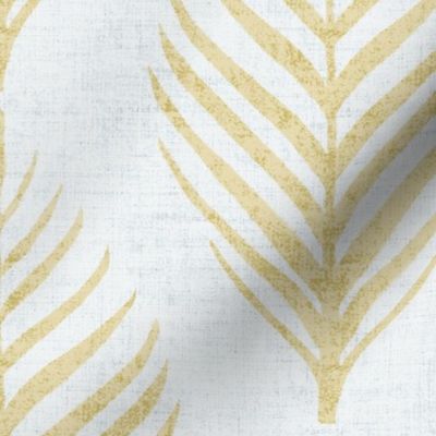 Linen Palm Frond - Gold and on Gray Silver