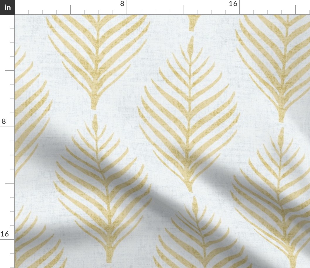 Linen Palm Frond - Gold and on Gray Silver