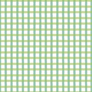 SMALL Pastel Green Organic Hand-Drawn Abstract Checkered Square Grid