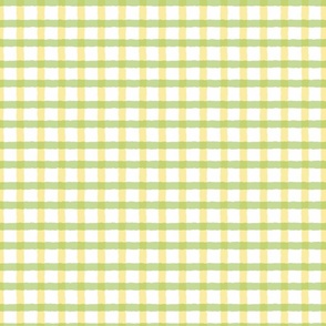 SMALL Pastel Green and Yellow Organic Hand-Drawn Abstract Checkered Square Grid