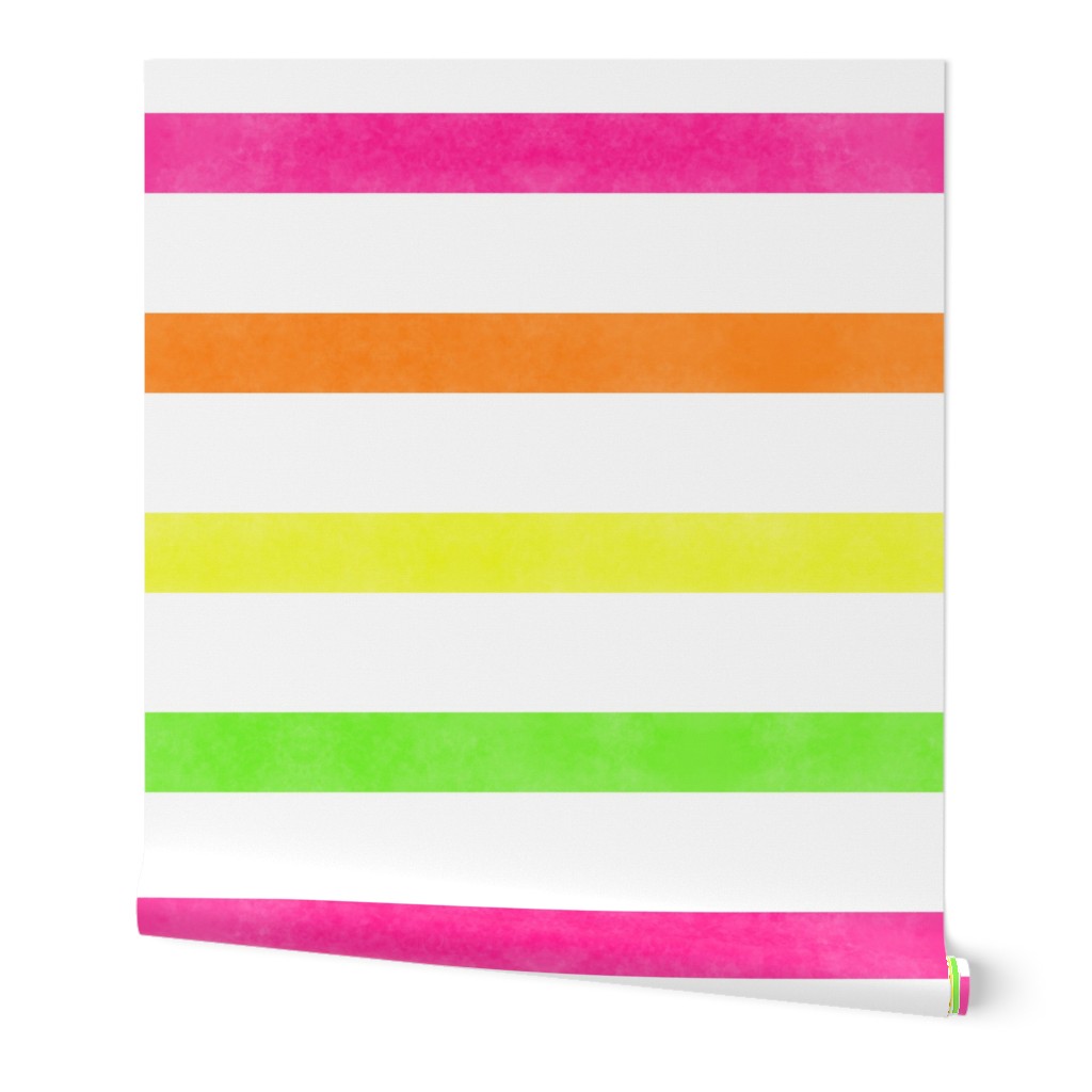 S – Neon watercolor stripes – geometric hi vis tropical fruit summer pinstripes