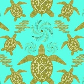 Sea Turtle / turtle / coastal / sea life / electric blue