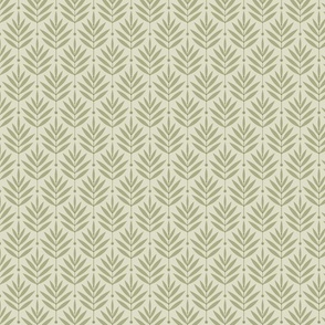 SMALL Pale Green 0038 2K geometric botanical abstract vintage retro leaf